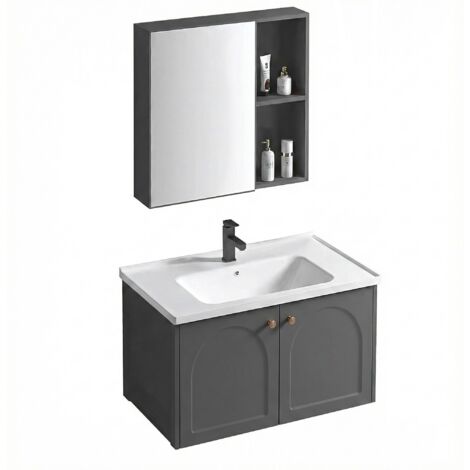 Un Ensemble De Meubles De Salle De Bains Avec Un Lavabo Rea Denver 60Cm Grey