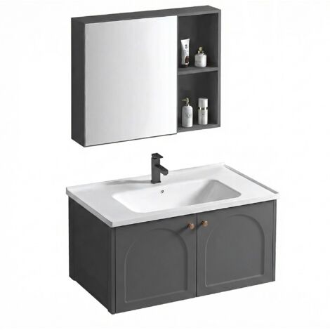 Un Ensemble De Meubles De Salle De Bains Avec Un Lavabo Rea Denver 80Cm Grey