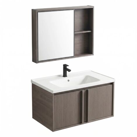 Un Ensemble De Meubles De Salle De Bains Avec Un Lavabo Rea Gama T25023 Kjm 80Cm Brown