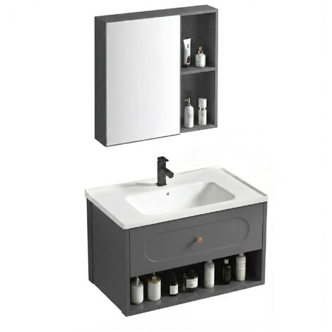 Un Ensemble De Meubles De Salle De Bains Avec Un Lavabo Rea River 60Cm Grey