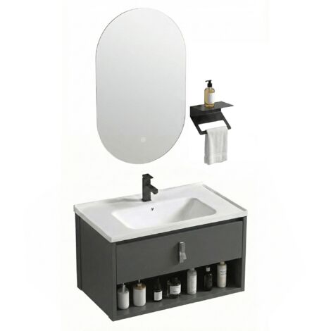 Un Ensemble De Meubles De Salle De Bains Avec Un Lavabo Rea Toledo 60Cm Grey