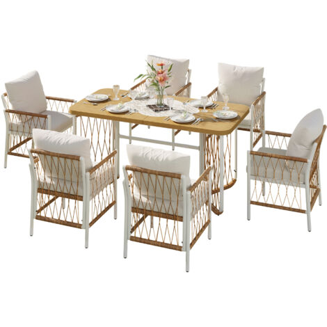 Un ensemble de mobilier de jardin moderne en fer forgé, avec coussins – idéal pour la détente et les réunions entre amis 