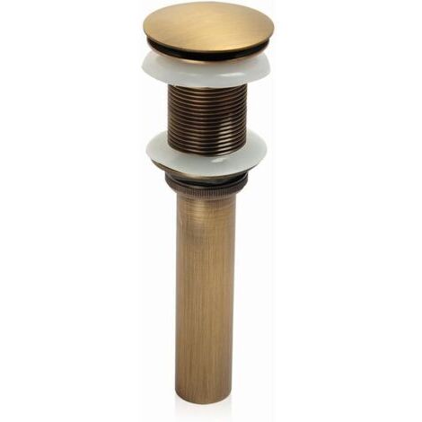 Un-fendue bassin évier Robinet Poussez Pop-Up Cliquez Clack Maker Bouchon Stopper sans débordement fait (Antique Brass)