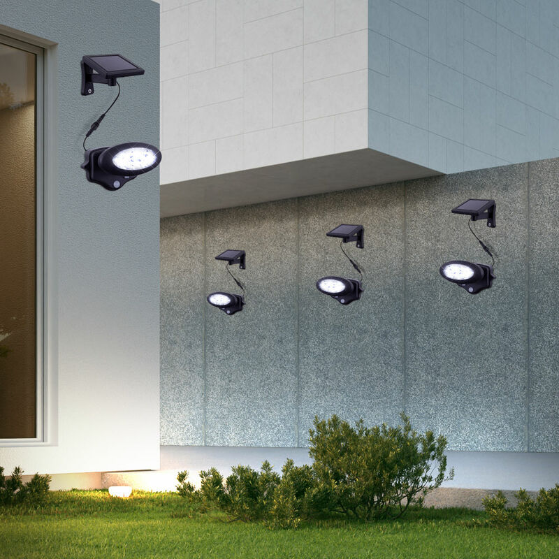 Image of Lampada da parete con rilevatore di movimento Luce solare per esterni Luce per facciate led, antracite, LxA 17 x 11,3 cm, set di 4