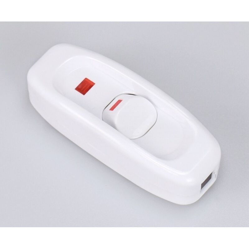 Un interrupteur blanc, 250 V 10 A, avec voyant LED, adapté aux lampes de chevet, lampes de table, lampes de miroir et autres applications similaires.