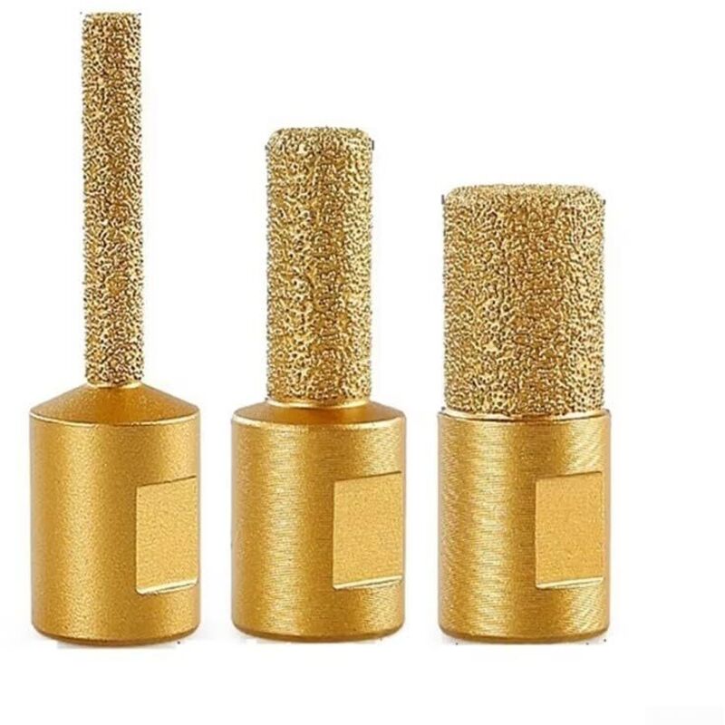 Un juego de 3 fresas de diamante para amoladoras angulares, adecuadas para mecanizar baldosas de mármol, cuarzo y piedra.