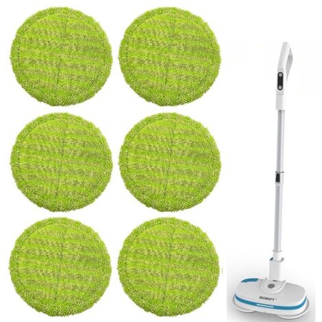 Un juego de 6 accesorios para la escoba eléctrica BOBOT Narwal: paños, mangos de escoba, trapos de limpieza y paños redondos de 16 cm.
