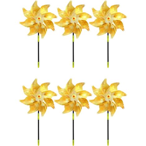 Un juego de 6 molinos de viento de pájaros multifuncionales, decorados con adornos de molinos de viento de pájaros.