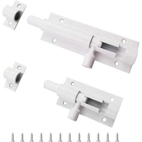 Un juego de dos pestillos de aluminio blanco (de 2 y 3 pulgadas), pestillos de aluminio blanco