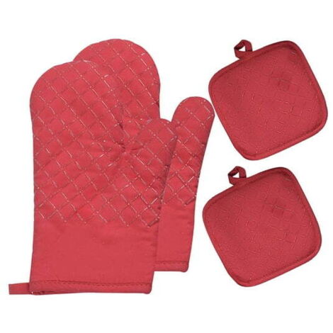 Un juego de guantes de cocina a cuadros, antideslizantes y resistentes al calor, que soportan temperaturas de hasta 500 grados Celsius guantes largos aptos para cocinar en el horno.