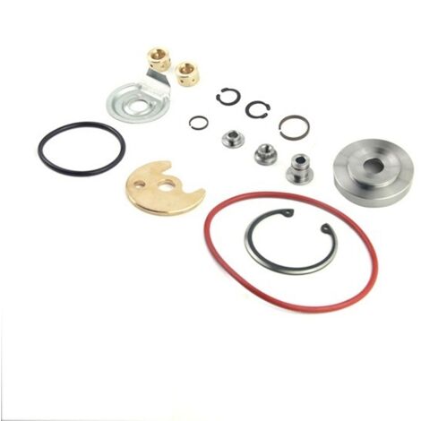 Un kit de réparation en caoutchouc et métal, comme illustré, compatible avec les turbocompresseurs Volvo et Saab TD04HL-15T, 16T, 18T et 19T. Comprend les joints et circlips nécessaires à la réparatio