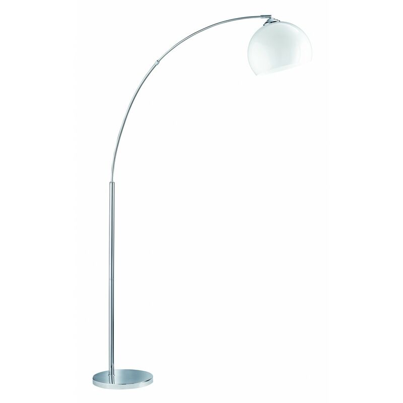 Lampadaire arqué Brasilia 1x E27 Abat-jour Chrome Blanc H180 cm Trio Lighting