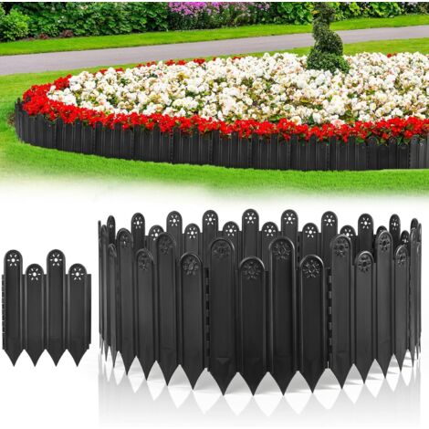 Un lot de 10 bordures de jardin, d'une longueur totale de 2 mètres, convenant aux bordures de pelouse et aux parterres de fleurs, de couleur noire.