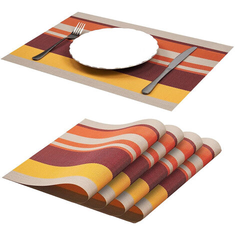 Un lot de 5 sets de table lavables antidérapants en vinyle PVC résistant à la chaleur napperons table de cuisine 3045cm rouge（）
