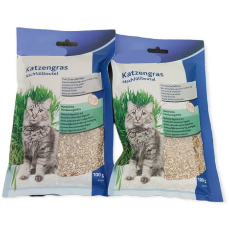 Un lot de deux sachets d'herbe à chat, orges 100gx2 - animallparadise - Multicolor