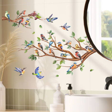 Un lot de Sticker Mural branche d'arbre oiseaux Autocollant mural décoration Murale