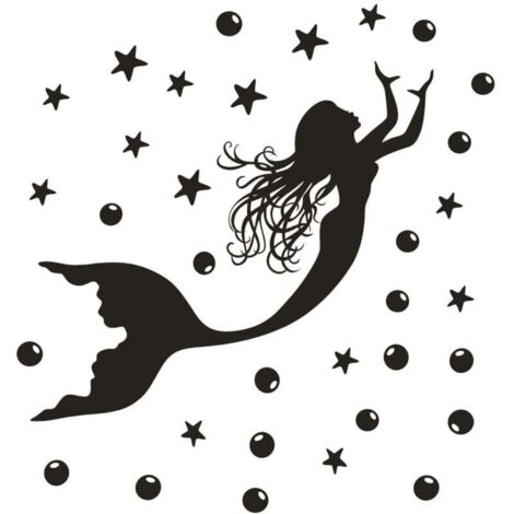 Un lot de Stickers muraux étoile de mer bulles sirène,Decoration murale pour salon chambre bureau cuisine - Autocollant mural