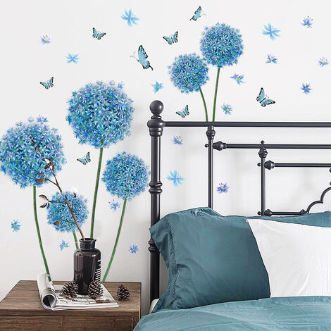 Stickers muraux Bloem de pissenlit bleu, sparadrap de fleurs en