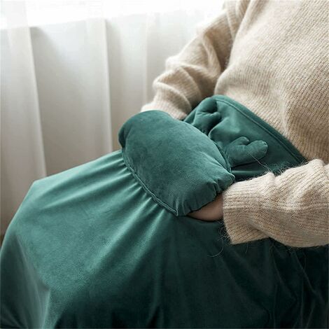 Un Mantón Manta eléctrica pequeña Poncho eléctrico portátil, Manta eléctrica Mantón de calefacción USB Almohadilla de calefacción Pies lavables, Verde-72 115 cm