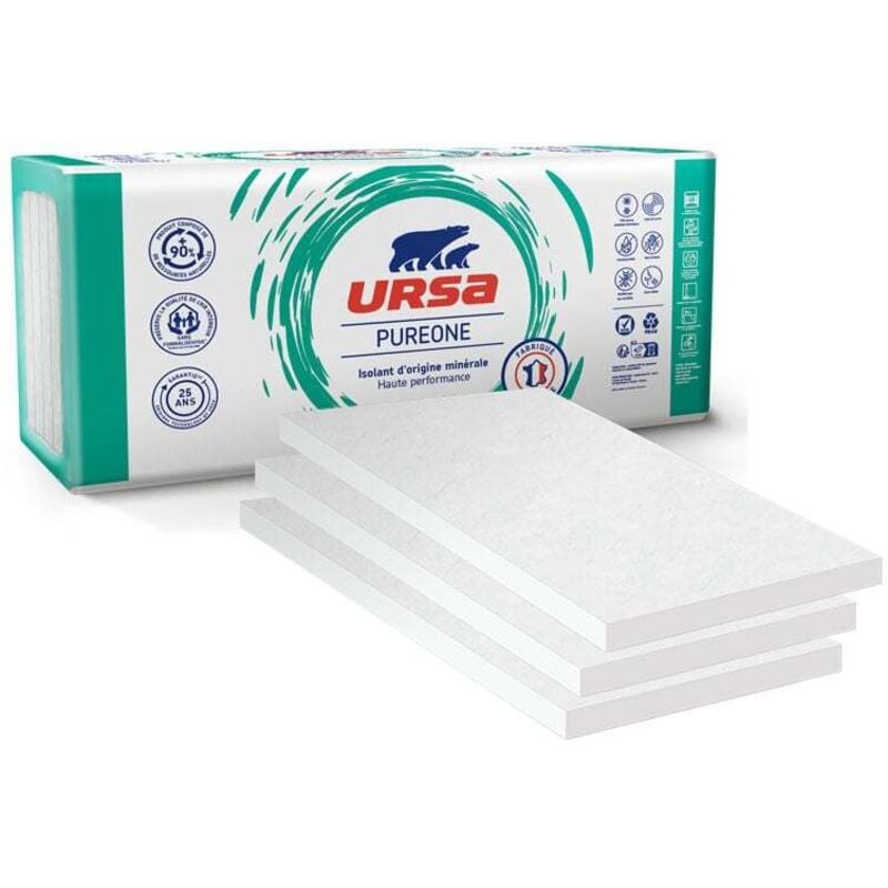 Un paquet de 3 Panneaux laine de verre Ursa pureone 35 pn semi-rigide non revêtu - Ep. 200mm - 2,43m² - r 5.70 Ursa