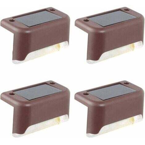 Un paquet de 4 lampes solaires pour terrasse(Lumière blanche froide), lampes de plafond étanches à LED, lampes solaires pour terrasse en extérieur, escaliers, allées de jardin, marches et clôtures