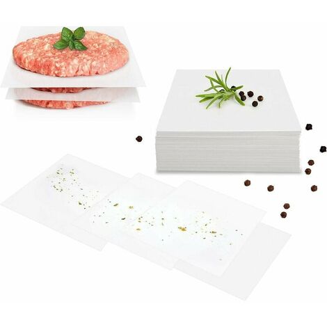 Un paquet feuilles de papier antiadhésive pour presse à steak haché - Carré 1414cm - idéal pour cuisiner des steak haché et faire des hamburgers