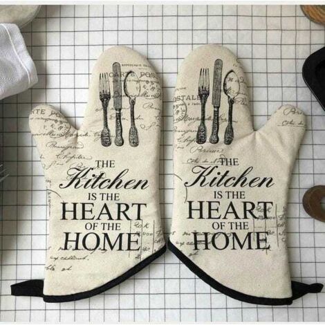 Un par de guantes de cocina de algodón antideslizantes + manteles individuales aislantes para cocinar y asar a la parrilla.