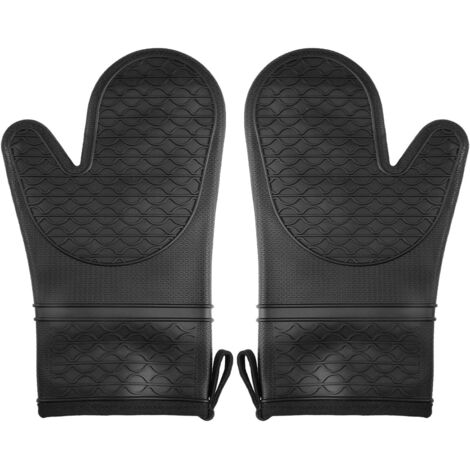 Un par de guantes de horno resistentes al calor con forro de algodón, resistentes al calor hasta 250 °C, manoplas de cocina de silicona, antideslizantes, guantes de horno para cocinar, hornear y hacer