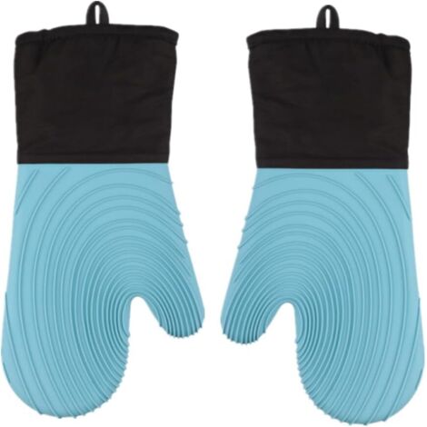 Un par de guantes de silicona resistentes al calor para barbacoa, guantes de cocina impermeables para barbacoa y horno.
