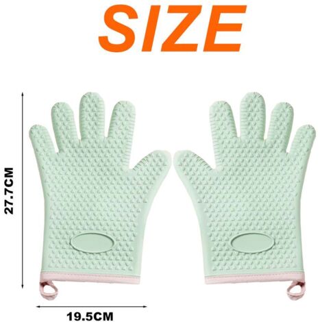 Un par de guantes de silicona resistentes al calor para cocina/horneado - guantes para barbacoa, guantes para cocinar (verde claro)