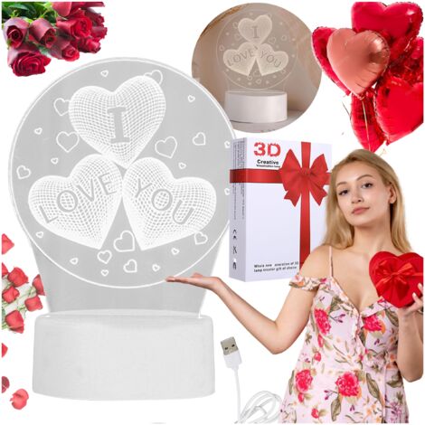 Un pequeño regalo para SAN VALENTÍN Lámpara 3D con la inscripción TE AMO en USB 3 MODOS