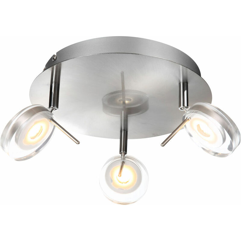 Spot rondell trois spots plafonnier orientable luminaire de salon moderne, 3x led 5W 375Lm blanc chaud, DxH 25x16 cm