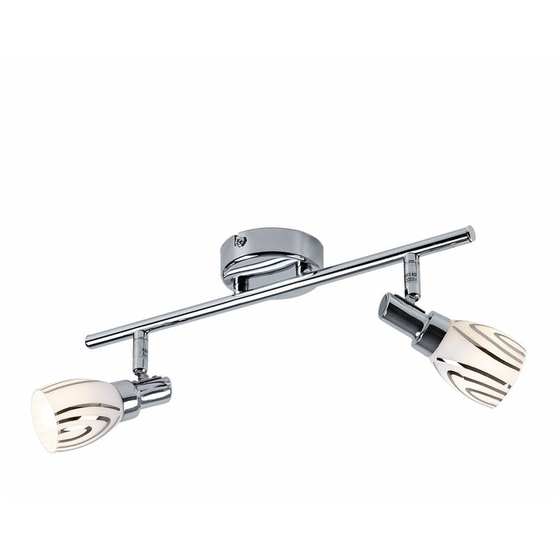 Plafonnier, 2 flammes, spot de plafond, pivotant, luminaire de salon, plafonnier, 2 spots, métal chromé, 2x G9, LxlxH 36,5x8,5x16 cm, Globo 56707-2