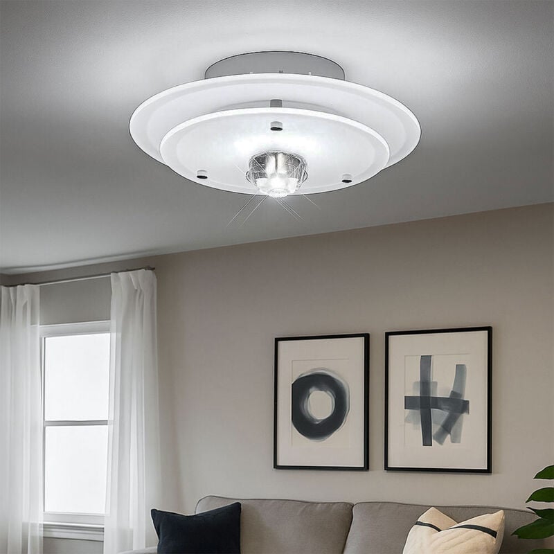 Plafonnier plafonnier verre métal rond éclairage lampe lumière Esto Diamantis 40115