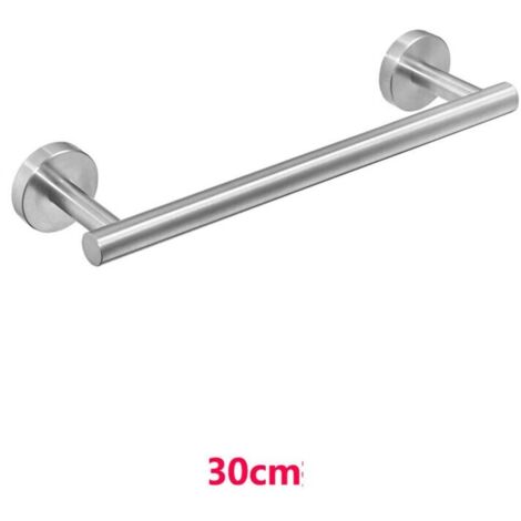 Un porte-serviettes de bain en acier inoxydable 304 argent, tige simple brossée de 30 cm
