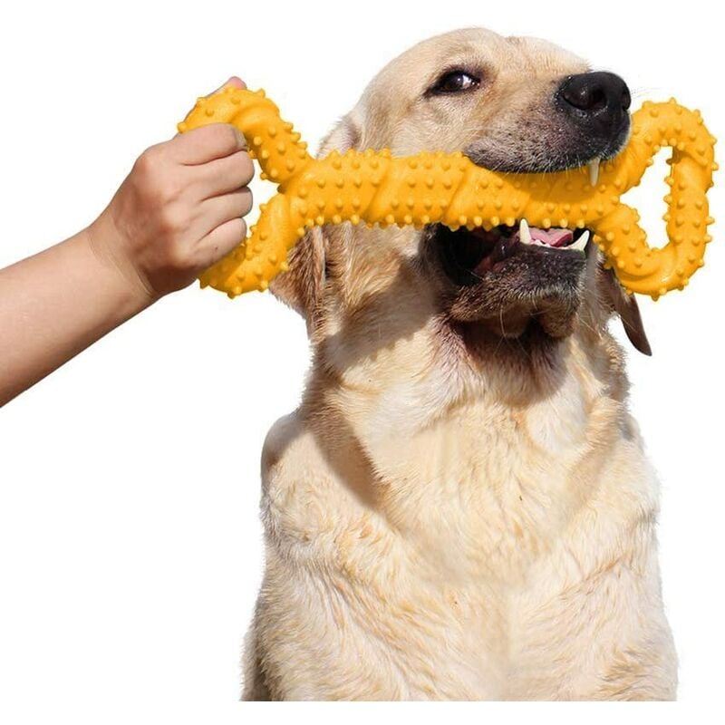 

Un robusto juguete interactivo para perros con una superficie convexa y un anillo de tracción resistente a las mordeduras （Amarillo）
