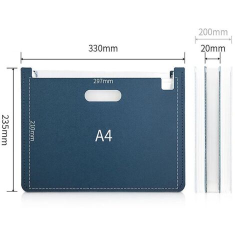 un Sac Accordon Vertical Deli Bleu Fonc, Un Classeur A4  13 Cellules, Un Sac Accordon Portable Vertical Horizontal, Un Papier De Test Tudiant, Un