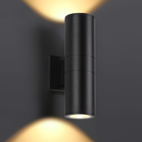 Un set di applique da parete superiori e inferiori, applique cilindriche da esterno, moderne lampade da esterno in alluminio, antiruggine e impermeabili, adatte per verande, terrazze, luoghi umidi, in