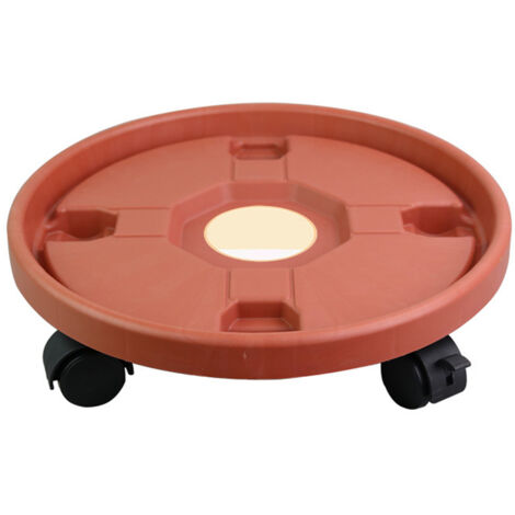 Un support à roulettes pour pots de fleurs  la base ronde est équipée de roulettes et peut être utilisée aussi bien à l'intérieur qu'à l'extérieur.