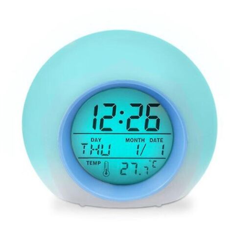 un Ton Bleu Naturel [rveil Led Cadeau D'anniversaire Pour Enfants, Rveil Changement De Couleur, Adapt Au Sommeil, Avec Affichage De La Temprature