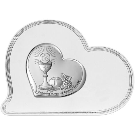 Una imagen de recuerdo plateada con un corazón grabado en un panel blanco. Tamaño: 16,1x12cm  SKU: BC6755SF/1S
