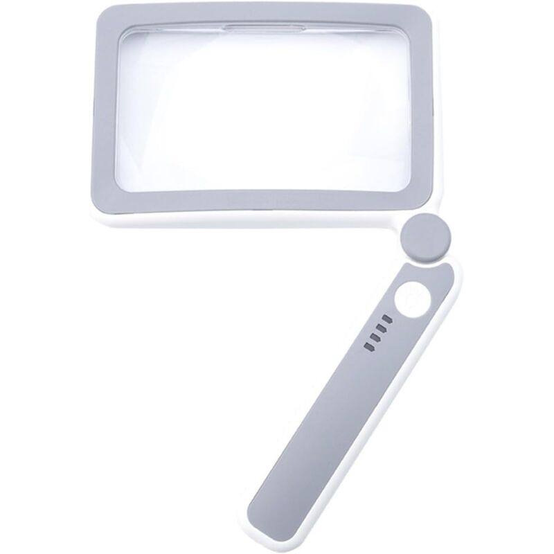 Una lupa iluminada, una lupa de bolsillo, 10 LED, tres niveles de brillo y un control táctil para facilitar la lectura.