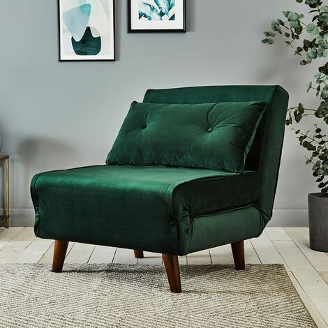 Una single sofa bed - green - velvet - Green