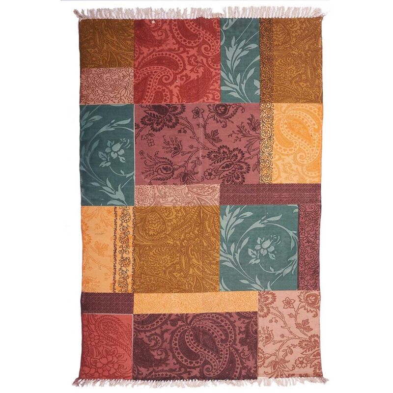 Unamourdetapis - Tapis kilim fait main en coton 140x190 rose rectangle motif ethnique