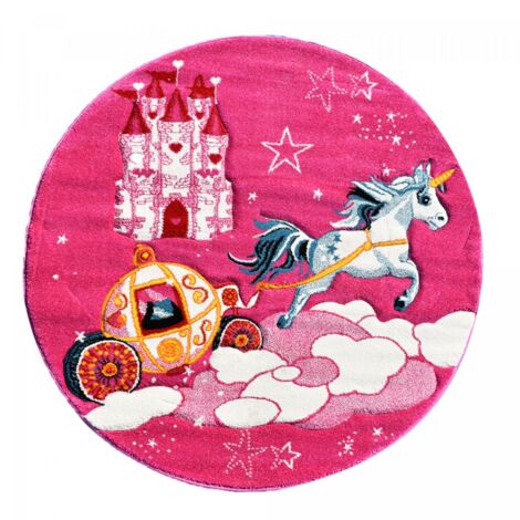 Unamourdetapis - Tapis pour enfants chambre - CHATEAU LICORNE - Polypropylène