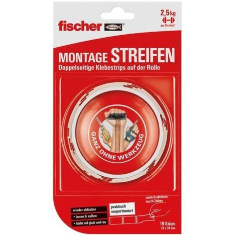 UNBEKANNT 545956 FISCHER 545956-TIRAS DE MONTAJE (19 X DOBLE CARA, 22 X 36 MM, PRÁCTICAMENTE PREPORCIONADAS, PARA INTERIORES Y E