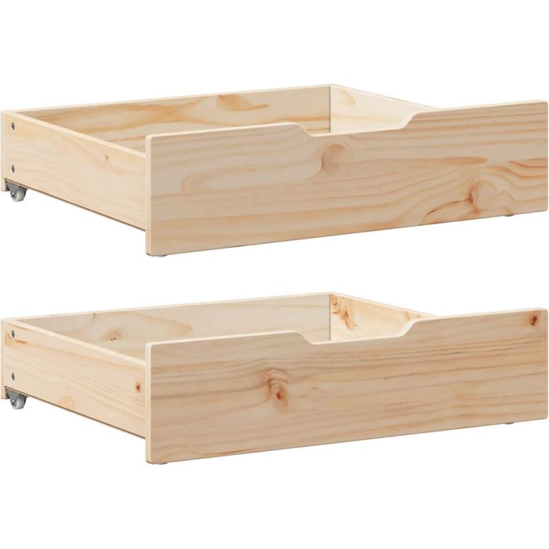 Under-Bed Drawers with Wheels 2 pcs 65x55x17 cm Solid Wood Pine Vidaxl
