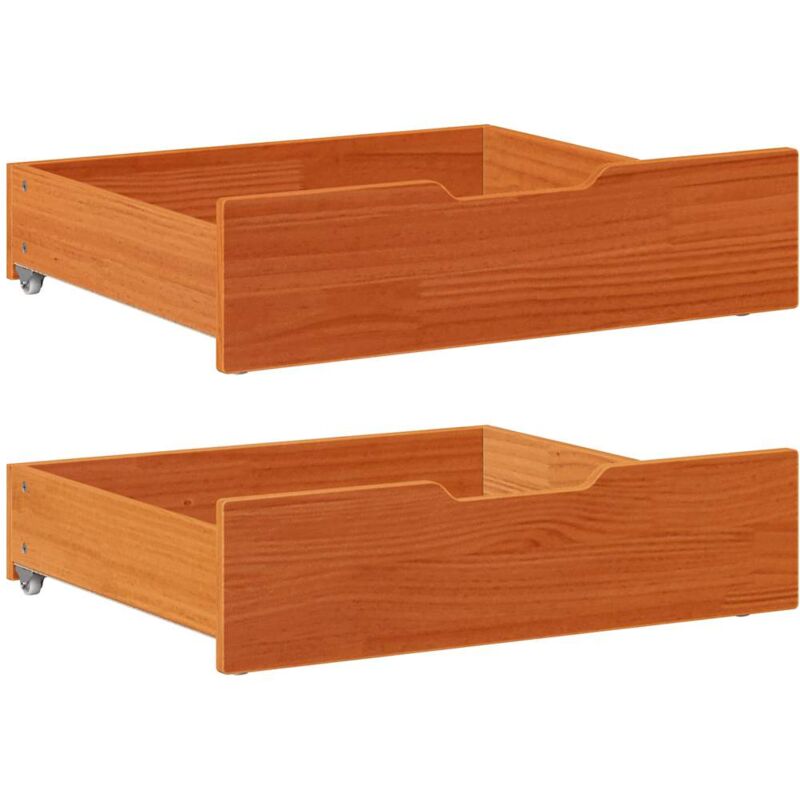 Under-Bed Drawers 2 pcs Wax Brown 65x55x17 cm Solid Wood Pine vidaXL