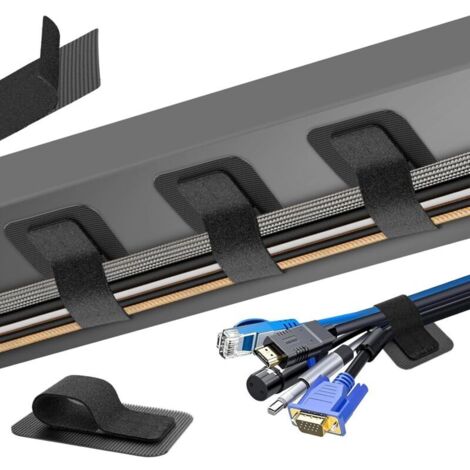 Under-desk cable management, [Up to 15 cables] Cable organizer, adjustable hook-and-loop cable ties, under-table cable clips, cable covers, 20 pairs