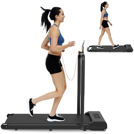 Under Desk Treadmill 2 in 1 Walking Running Pad, Walking Jogging Running Machine for Home Office(Black) - Black
